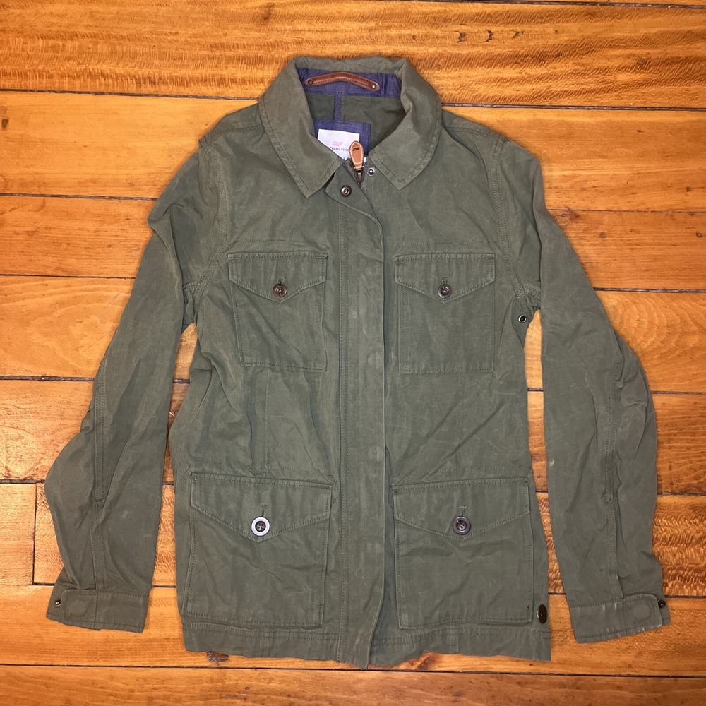Vineyard Vines Jacket Women's Extra Small Green Full Zip & Button Down